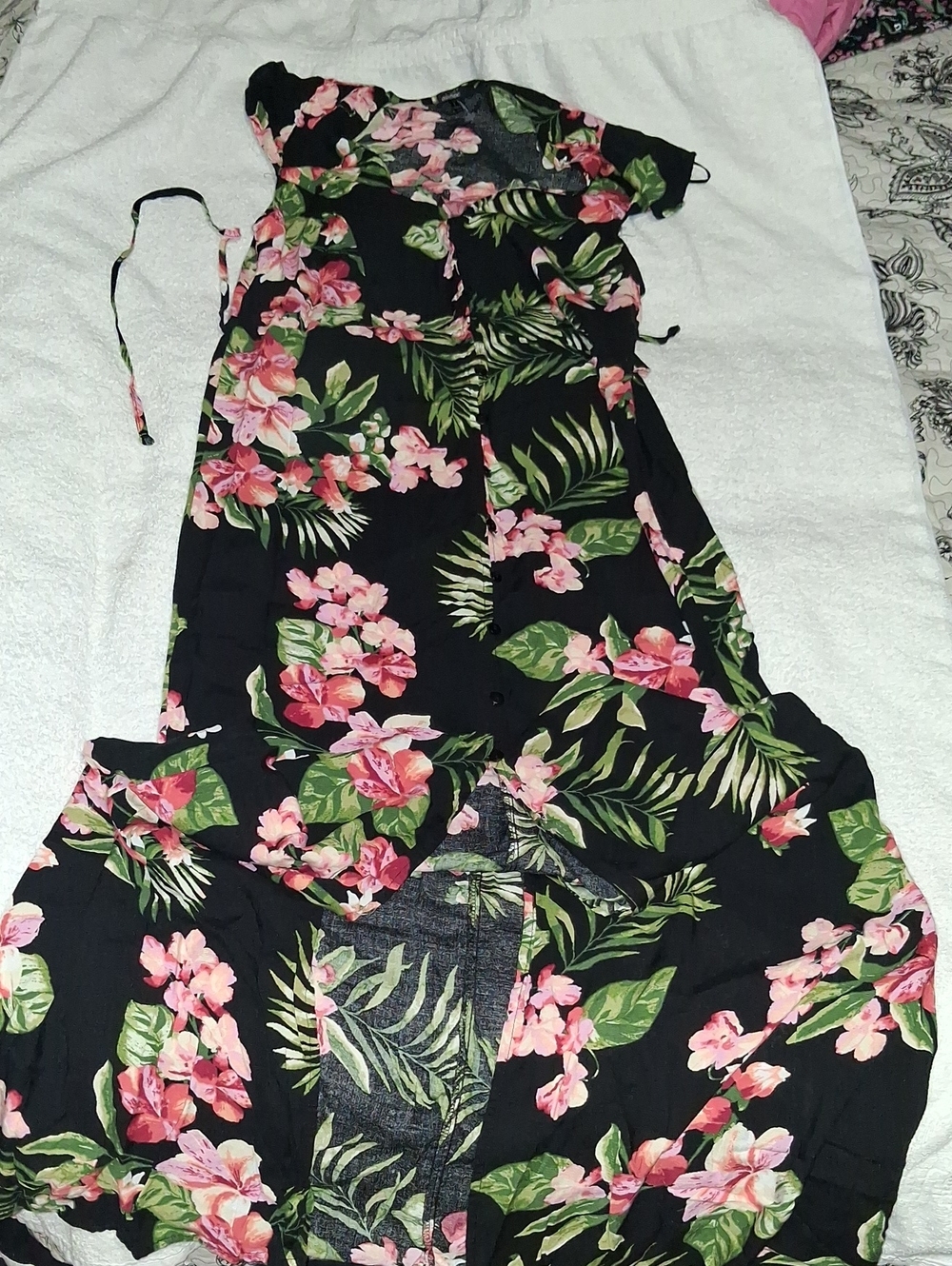 Ambiance Black Floral One-Piece Maxi Dress